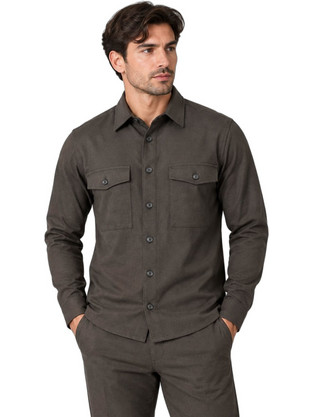 Hamaki-Ho Ανδρικό Πουκάμισο Overshirt Καφέ GBI1661H DR