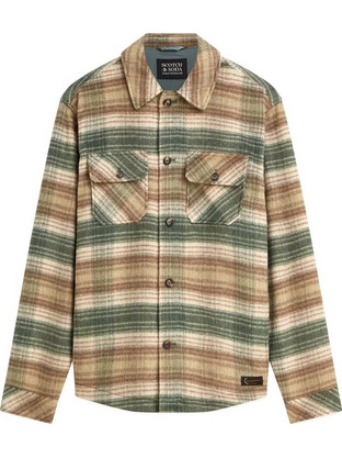 Scotch & Soda Ανδρικό Πουκάμισο Καρό Μακρυμάνικο Overshirt Μπεζ 183644-260