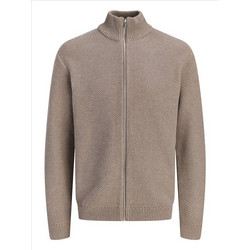 Jack & Jones Ανδρική Ζακέτα Πλεκτή με Φερμουάρ Μπεζ 12305684