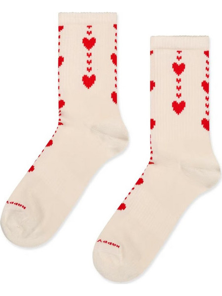 Happy Socks Hearts Ανδρικές Κάλτσες Ψηλές με Σχέδια Μπεζ P006023