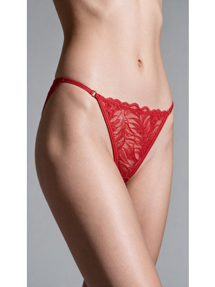 Milena By Paris Γυναικείο Sexy String Αυτοκινήτου με Δαντέλα Κόκκινο 6980