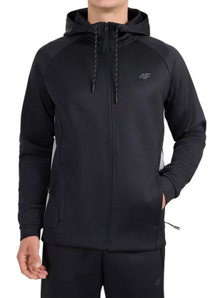 4F Ανδρική Ζακέτα Φούτερ με Κουκούλα και Φερμουάρ Μαύρη 4FWAW26TFSWM0975-20S