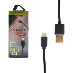 Awei CL-89 Flat Fast Data Lightning Cable Usb to Type C 1m Black (Awei)