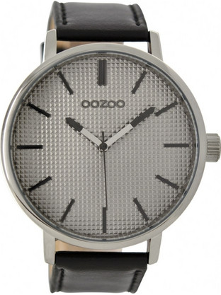 Oozoo Timepieces Ανδρικό Ρολόι με Μαύρο Δερμάτινο Λουράκι C9003
