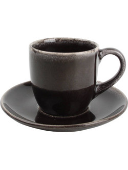 S&P Artisan Φλιτζάνι Τσαγιού Κεραμικά Μαύρα 220ml 2τμχ