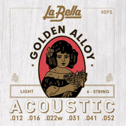 La Bella 40PS Golden Alloy Σετ 6 Χορδές Ακουστικής Κιθάρας 80/20 Bronze 12-52" Light Tension
