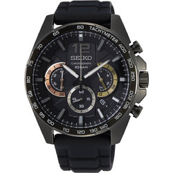 Seiko Conceptual Ανδρικό Ρολόι Χρονογράφος με Μαύρο Καουτσούκ Λουράκι SSB349P1