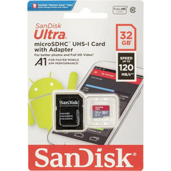 Sandisk Ultra microSDHC 32GB Class 10 U1 UHS-I A1 120MB/s + Adapter