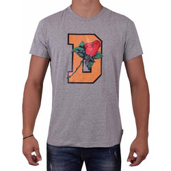 DIESEL T-SHIRT ΜΕ ΛΑΙΜΟΚΟΨΗ ΓΚΡΙ 100%ΒΑΜΒΑΚΙ ΜΕ ΣΤΑΜΠΑ ΕΜΠΡΟΣ REGULAR FIT