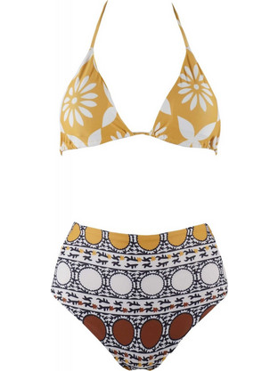 Gsecret Bikini Set Τριγωνάκι με Ενίσχυση Ψηλόμεσο Κίτρινο SE6128-13745