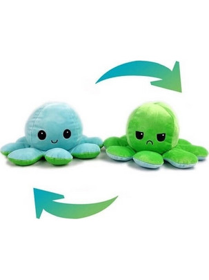 Reversible octapus plush λούτρινο χταπόδι που αλλάζει διάθεση με μία κίνηση - Small - Green-Blue