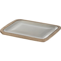 Πιατέλα ξύλινη ορθογώνια 34x29cm με Inox πιατέλα 18 10 και πυρίμαχη πλάκα σειρά Celcius της Abert c374148
