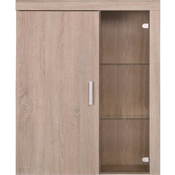 Βιτρίνα Κρεμαστή Damis 90. 5x35x113. 5, Σονόμα, Με τζάμι και MDF Διακόσμηση, TO-DAM1D1W