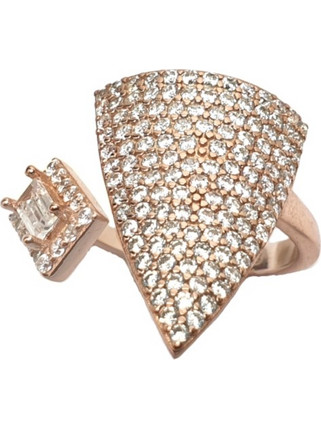 Δαχτυλίδι Ασημένιο 925 Μοντέρνο τρίγωνο Rosegold, ανοιγόμενο
