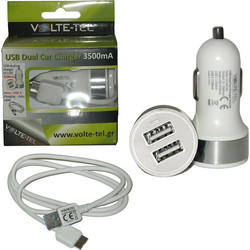 VOLTE-TEL SAMSUNG NOTE3/G900 S5 USB DATA VCD01+USB DUAL Φ.Α VCU35 3500m WΗITE