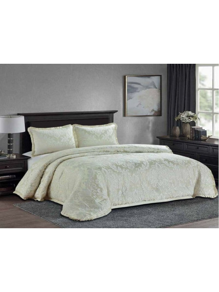Γαρύφαλλο Πάπλωμα Υπέρδιπλο 220x240 Damask Jacquard Κρεμ