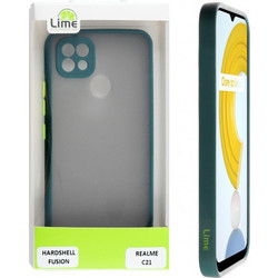 LIME ΘΗΚΗ REALME C21 6.5" HARDSHELL FUSION CAMERA GUARD DARK GREEN WITH YELLOW KEYS