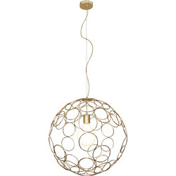 Home Lighting Aline Κρεμαστό Φωτιστικό Οροφής Μπάλα Μονόφωτο E27 Χρυσό Φ60cm 77-4086 Gold