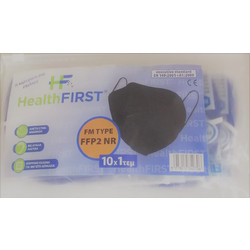 HealthFirst FFP2 Μάσκα Προστασίας Μαύρη Μπλε 10τμχ