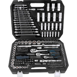 Σετ Κασετίνα με Καρυδάκια 1/2'' 1/4'' & 3/8'' με Καστάνια & Προέκταση 215Τεμ. Με Μύτες Γερμανικό Πολύγωνα - BORMANN Pro BHT5220
