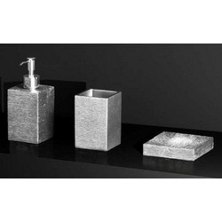 Glass Design Metropole Μοντέρνα Αξεσουάρ Μπάνιου Σετ 3τμχ σε 8 Χρώματα Ασημί