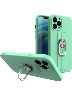 Ring Case silicone case with finger grip and stand for iPhone 11 Pro Max mint