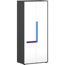 Ντουλάπα Δίφυλλη Alex 84x50x194εκ Γραφίτης-Λευκό 2 Πόρτες
