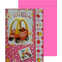 Ευχετήριο Mini Καρτάκι Γέννησης - Βάπτισης 3D Glitter 7x10cm (BB-9983)