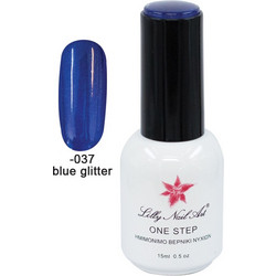 Lilly Nail Art One Step Blue Glitter Ημιμόνιμο Βερνίκι Νυχιών 15ml