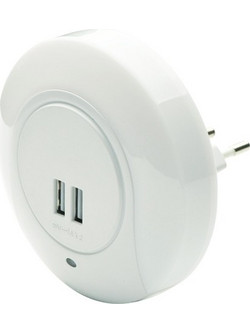 Aca Led Λαμπάκι Νυκτός 1W με 2 USB Θύρες (SF78LED)