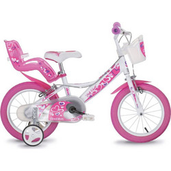 Dino Bikes Little Hearts 14" White/PInk