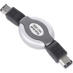 CABLEXPERT COMPACT RETRACTABLE FIREWIRE (IEEE 1394 STANDARD) CABLE 6PM TO 6PM GOLD PLATTED CONNECTOR