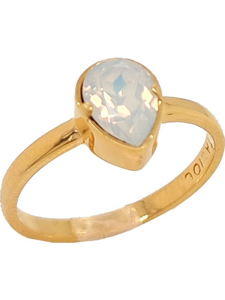 Δαχτυλίδι Anastasios Creations χρυσό ασήμι 925 δάκρυ με swarovski white opal No.55 FD731-1