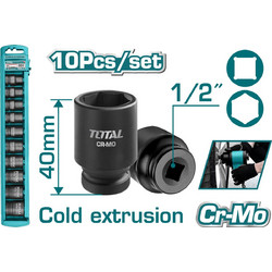 TOTAL ΣΕΤ ΚΑΡΥΔΑΚΙΑ ΑΕΡΟΣ ΕΞΑΓΩΝΑ ΜΑΥΡΑ 1/2" 10ΤΕΜ (THISTD12101) TOTAL