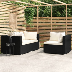 vidaXL Σετ Σαλόνι Κήπου Rattan 3τμχ Μαύρο 317494