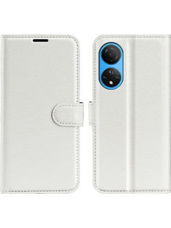 Θήκη Honor X7 OEM Litchi Skin Leather με βάση στήριξης, υποδοχές καρτών και μαγνητικό κούμπωμα λευκό