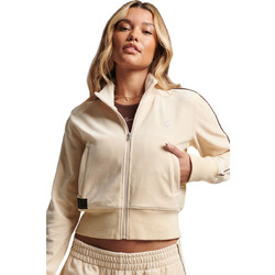 Superdry D2 Code Logo Γυναικεία Ζακέτα Φούτερ Κοντή με Φερμουάρ Μπεζ W2011490A-7XP