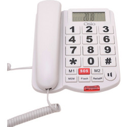 Osio OSWB-4760 Ενσύρματο Τηλέφωνο με Ανοιχτή Ακρόαση για Ηλικιωμένους Λευκό