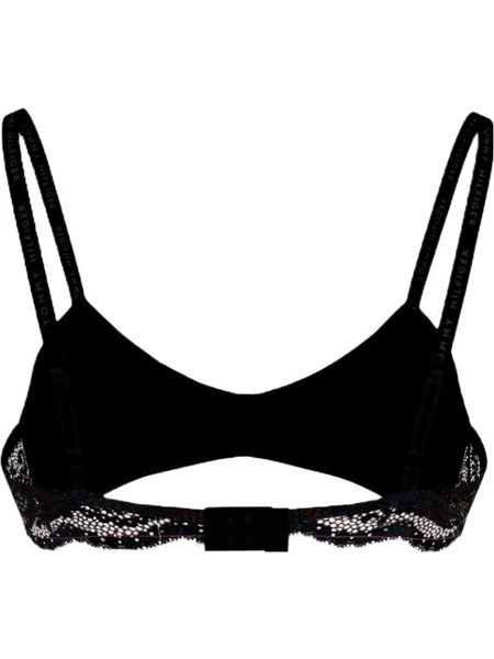 Floral Lace Unlined Triangle Bra, Black