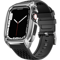 Kingxbar Λουράκι Σιλικόνης Black / Silver (Apple Watch 42 / 44 / 45 / 49mm)