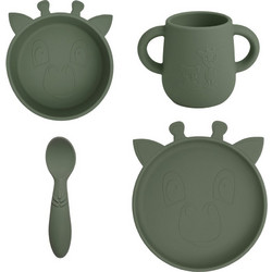 Nuuroo Lykke Giraffe Βρεφικό Σετ Φαγητού Σιλικόνης Dusty Green 4τμχ