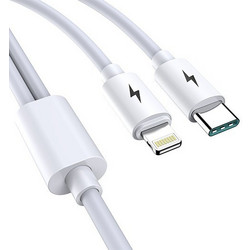 Awei CL-79 Καλώδιο USB σε Lighting + Type C (Λευκό) 1.2m