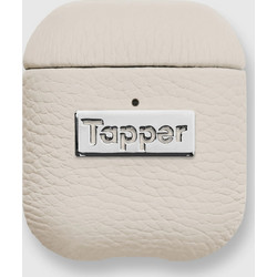 Tapper Θήκη για AirPods Gen 1 & 2 Δερμάτινη με Ασημί Λεπτομέρεια Λευκή 1857