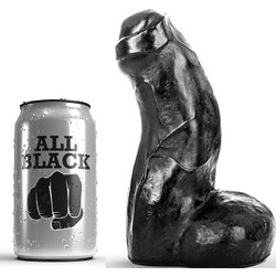 All Black Dong Ρεαλιστικό Dildo με Βεντούζα & Όρχεις 17cm Μαύρο