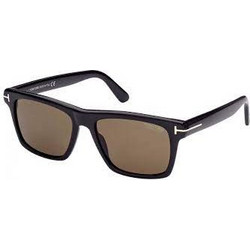 Tom Ford TF0906 01H Ανδρικά Γυαλιά Ηλίου Τετράγωνα Κοκάλινα Μαύρα με Καφέ Φακό