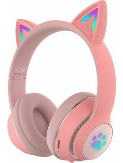 L550 Ασύρματα Bluetooth Παιδικά Ακουστικά Over Ear με Noise Canceling Ροζ