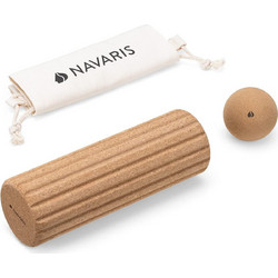 Navaris Cork Massage Fascia Roller Ball Set - Σετ Κύλινδρος και Μπάλα Μασάζ από Φελλό - Light Brown (55331.03)