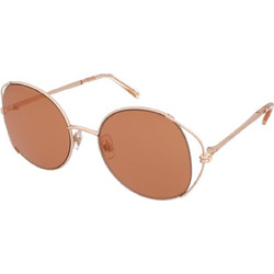 Swarovski SK0230 28G Γυναικεία Γυαλιά Ηλίου Στρογγυλά Μεταλλικά Χρυσά με Καφέ Polarized Φακό