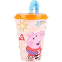 Stor Peppa Παιδικό Ποτήρι Πλαστικό BPA Free με Καλαμάκι Πορτοκαλί 430ml B41230