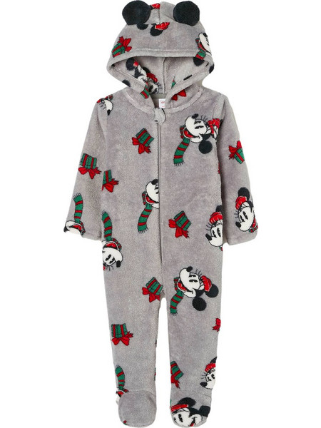 Zippy X-Mas Mickey Παιδική Ολόσωμη Πιτζάμα Βελουτέ Χειμωνιάτικη Γκρι ZBGUN0103-22002